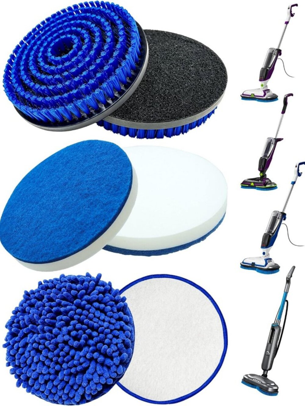 6-Pack Replacement Mop Brushes & Pads for Deep Cleaning - Compatible with